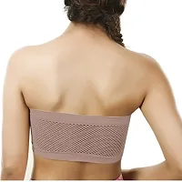 Beauty Plus Women's Poly Cotton Wire-free Strapless Non-Padded Tube Bra (Pink, Light Brown, Dark Purple, 28-B) -Combo of 3-thumb4