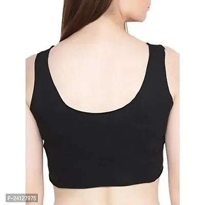 Women's Air Bra, Sports Bra, Stretchable Non-Padded  Non-Wired Seamless Bra, Free Size (Fits Best - Size 28 to 38) Black N Black-thumb3