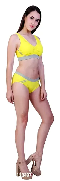 Beauty Plus Women's New Sports Seamless Set Bra Push Up Padded Running Arm Thin Tank Vest Tops Sexy Set Underwear Bikini Set Suit Lemon Yellow (Pack of 1) Size: 32-thumb5