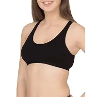 Women's Air Bra, Sports Bra, Stretchable Non-Padded  Non-Wired Seamless Bra, Free Size (Fits Best - Size 28 to 38) Black N Black-thumb3