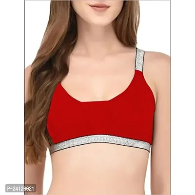 Beauty Plus Womens Padded Cotton Cross Back Sports Yoga Bra Fitness Full Cup Push Up Workout Front Net Back High Impact Function Vest Sportswear Underwear (Pack of 1) Red