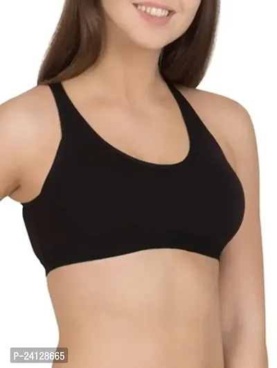 Women's Air Bra, Sports Bra, Stretchable Non-Padded  Non-Wired Seamless Bra , Free Size (Fits Best - Size 28 to 38) Black