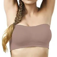 Beauty Plus Women's Poly Cotton Wire-free Strapless Non-Padded Tube Bra (Pink, Light Brown, Dark Purple, 28-B) -Combo of 3-thumb3