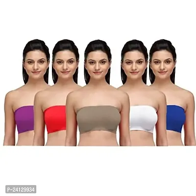 Beauty Plus Womens Tube Bra Non Padded Bra Wirefree Strapless Stretchable Bra (Combo of 5)