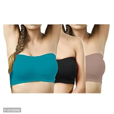Beauty Plus Womens Spandex Strapless Non-Padded Tube Bra Wire-Free (Combo of 3)-thumb0