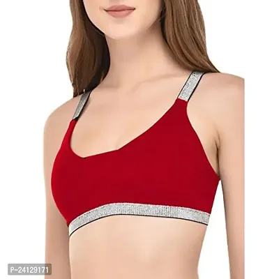 Beauty Plus Women Cross Back Sports Bra Yoga Fitness Bra Padded Push Up Workout Top Mesh Back Cross Band Detail High Impact Function Sport Vest Sportswear Underwear (Pack of 1) (Size:36-B) Red-thumb3