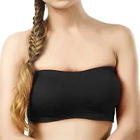 Beauty Plus Women's Cotton Non Padded Non-Wired Bandeau Bra (Pack of 3) (Bhar4521_Black, Red  Skin_Free Size)-thumb2