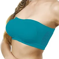 Women's Tube Bra, Multicolor Wirefree, Strapless, Non Padded (Fit Best Size 28B to 36B) Colors (Black,SEA Green Light Brown) Size: 30B (Combo of 3)-thumb1