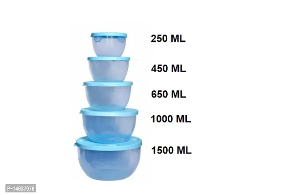 kitchen Grocery Storage Container 5pcs combo set , BPA-Free, Air tight Box for fridge and multipurpose usages.1500ml , 1000ml , 650ml , 450ml , 250ml-multicolore-thumb3