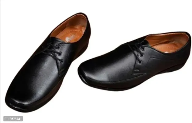 Stylish Black Synthetic Leather Solid Formal Shoes For Men-thumb0