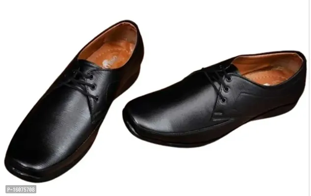 Stylish Black Synthetic Leather Solid Formal Shoes For Men-thumb0