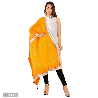 Jaipuri Bandhej Printed Heavy Silk Dupatta with Gota lace and latkan-thumb0