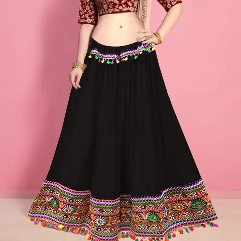 Trendy Women Embroidered Rayon Gujrati Skirt