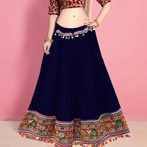 Trendy Women Embroidered Rayon Gujrati Skirt