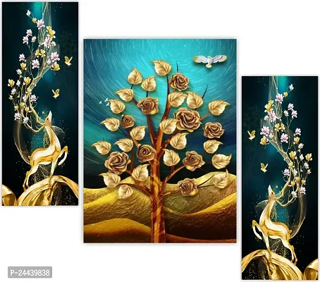 Set Of Three Framed Wall Painting For Home Decoration , Paintings For Living Room , Bedroom , Big Size 3D Scenery