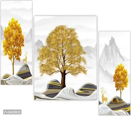 Set Of Three Framed Wall Painting For Home Decoration , Paintings For Living Room , Bedroom , Big Size 3D Scenery