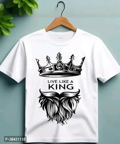 Stylish White Cotton Printed T-Shirt For Kids