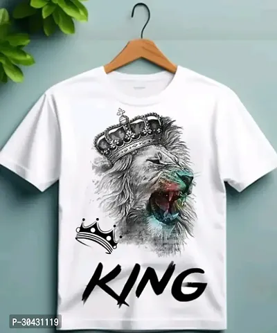 Stylish White Cotton Printed T-Shirt For Kids