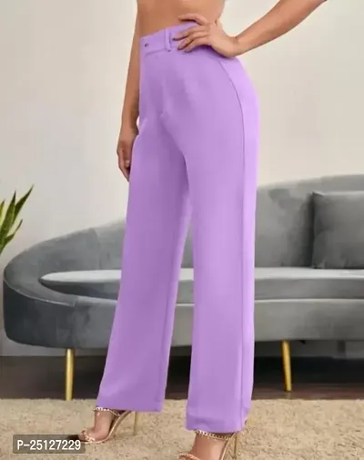 Women Regular Fit Purple Cotton Blend Trousers