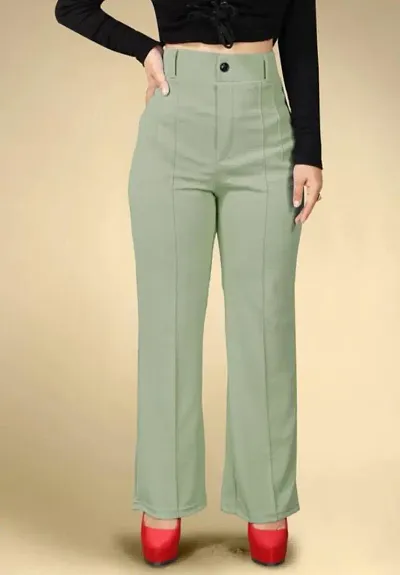 Elegant Lycra Solid Trousers For Women