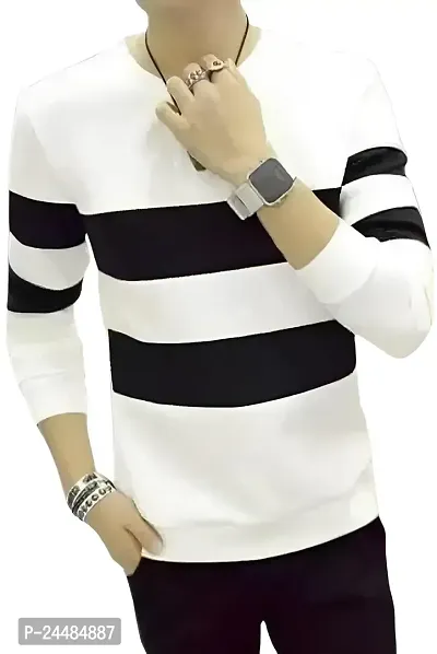 SHOPHOLIC Cotton Blend Long Sleeve Round Neck | T-Shirt for Men  BOY (X-Large, White)