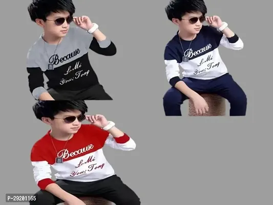 Stylish Cotton Blend Printed Long Sleeve T-Shirt For Boys Pack Of 3-thumb0