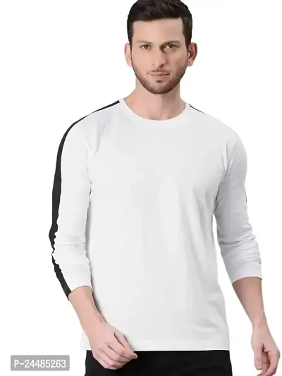 SHOPHOLIC | Cotton Blend Long Sleeve Round Neck | T-Shirt for Men  BOY (Small, White)