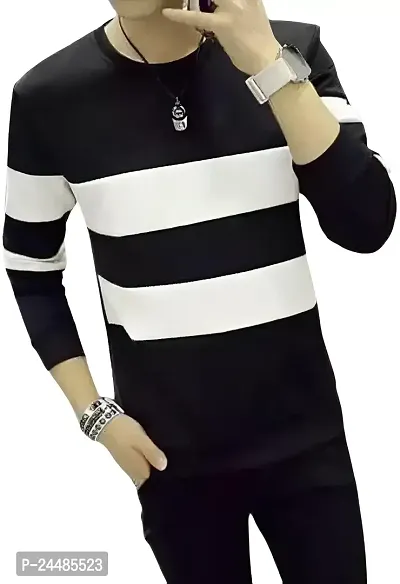 SHOPHOLIC Cotton Blend Long Sleeve Round Neck | T-Shirt for Men  BOY (Small, Black)