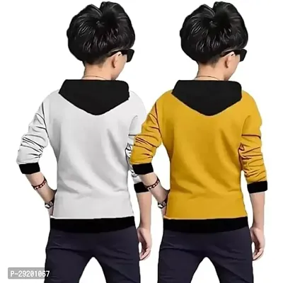 Stylish Cotton Blend Printed Long Sleeve Hooded T-Shirt For Boys Pack Of 2-thumb2