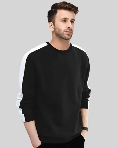 Reliable Blend Colourblocked Round Neck Tees For Men