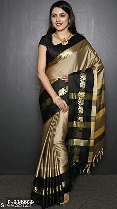 H B Creation Soft cotton silk Saree WITH Blouse, Free Size-thumb0