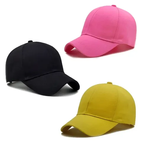 Plain Baseball Sport Cap Baseball Head Hat Stylish All Sports Caps with Adjustable Strap For Man And Women ( Pack Of 3 )