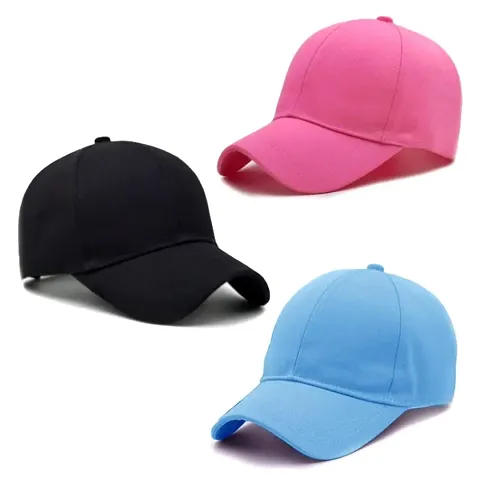 Plain Baseball Sport Cap Baseball Head Hat Stylish All Sports Caps with Adjustable Strap For Man And Women ( Pack Of 3 )
