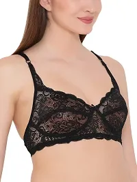 Fancy Black Net Lace Non Padded Bras For Women-thumb1