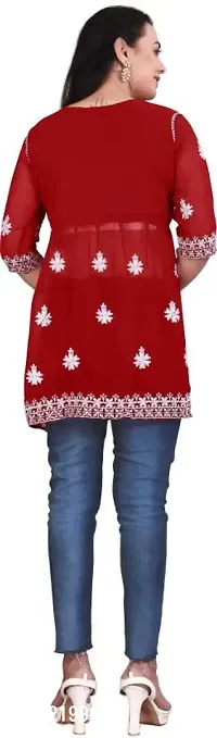 Attractive Maroon Embroidered Georgette Kurta For Women-thumb2