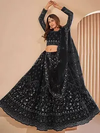 Women's Net Embroidered Lehenga Choli  Dupatta Set-thumb3