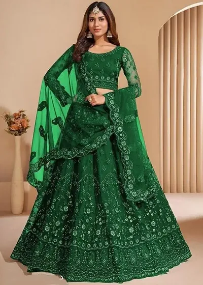 Embellished Net Semi Stitched Lehenga Choli