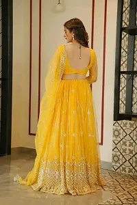 Women's Regular Fit  Net Embroidered Lehenga Choli  Dupatta Set-thumb1