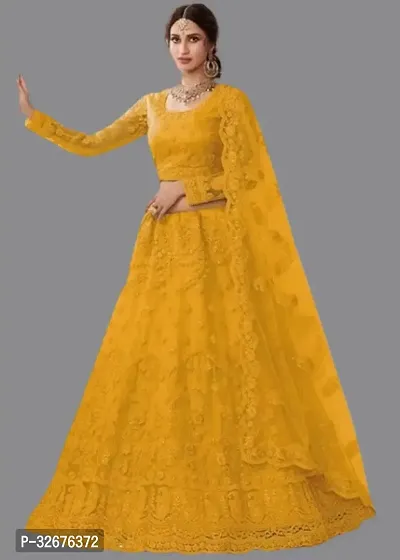 Embroidered Soft Net beautiful Wedding Wear Lehenga Choli-thumb0