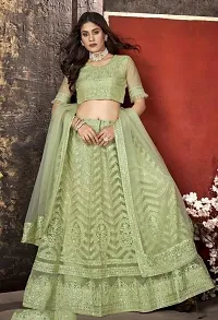 Women's Embroidered Net Ethnic wear Semi-stitched Lehenga Choli With Dupatta-thumb2