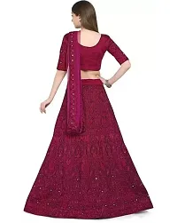 Trendy Net Fabric Embroidered Semi Stitched Lehenga Choli-thumb1