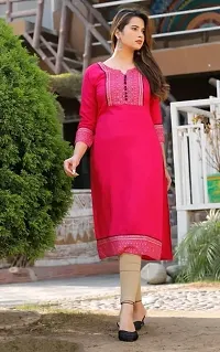 Women Stylish Rayon Straight Kurta-thumb2