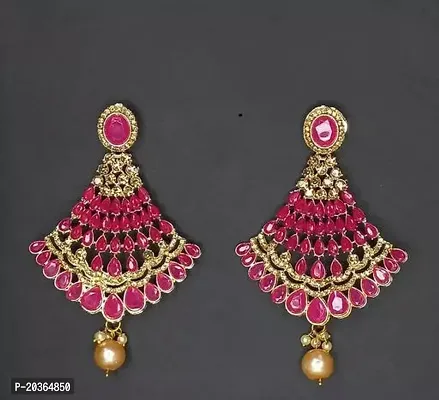 Stylish Pink Alloy  Jhumkas Earrings For Women-thumb0