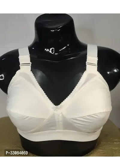 Stylish White Cotton Solid Bras For Women-thumb0