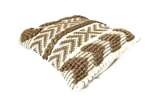 Fabricart Cotton  Jute Cushion, Ethnic Throw/Pillow Cover for Home Decor Hand Woven Rug Pillow Cover for Sofa Antique Design Cushion Cover for Living Room Decor | Pack of 1 (Brown Arrow 16 by 16)-thumb1