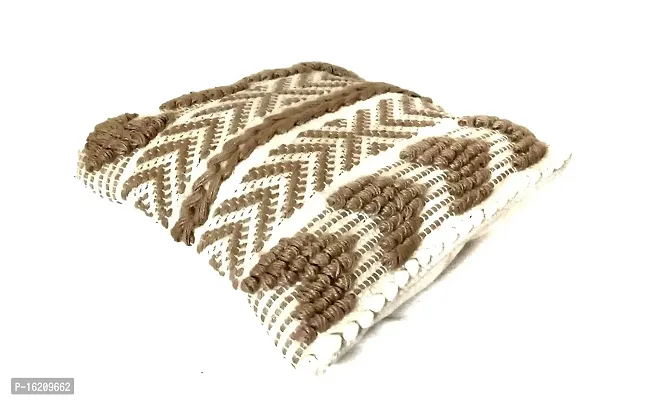 Fabricart Cotton  Jute Cushion, Ethnic Throw/Pillow Cover for Home Decor Hand Woven Rug Pillow Cover for Sofa Antique Design Cushion Cover for Living Room Decor | Pack of 1 (Brown Arrow 16 by 16)-thumb2