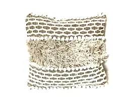 Fabricart Cotton  Jute Cushion, Ethnic Throw/Pillow Cover for Home Decor Hand Woven Rug Pillow Cover for Sofa Antique Design Cushion Cover for Living Room Decor | Pack of 1 (Brown Pipe 16 by 16)-thumb1