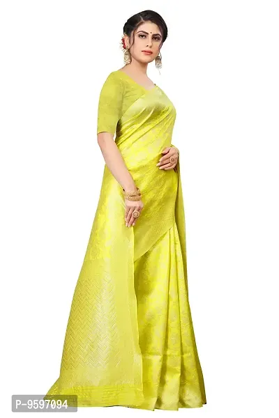 WOMEN'S KANJEEVARAM/ART SILK SAREE ZARI BORDER YELLOW COLOR SAARI | INDIAN ETHNIC WEAR-thumb3