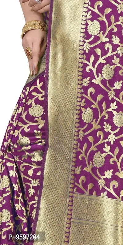 Copper Zari Pure Silk Saree | Indian Ethnic Wear | Traditional Women's Wedding Piece Bollywood Designer (Purple)-thumb4