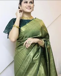 Women's Kanjeevaram Design Pure Silk Saree |Indian Ethnic Wear| Party & WeddingWear| Fasionable Saree (Green)-thumb1